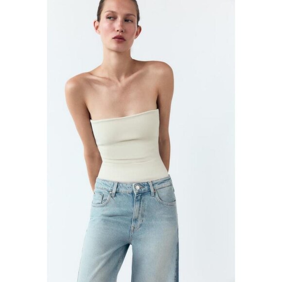 ZARA Z1975 CONTRAST MID-WAIST WIDE-LEG JEANS - Picture 5 of 9